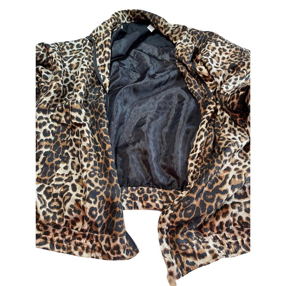 Vintage 90s Fuda‎ International Bomber Jacket Silk Long Sleeve Leopard Retro 1X - Picture 8 of 13